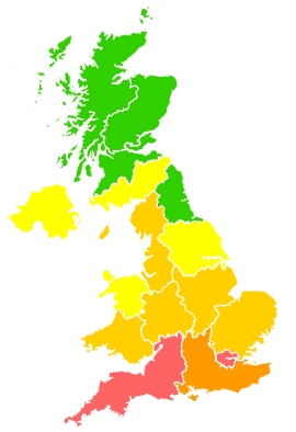 Click on a region for air pollution levels for 26/06/2024