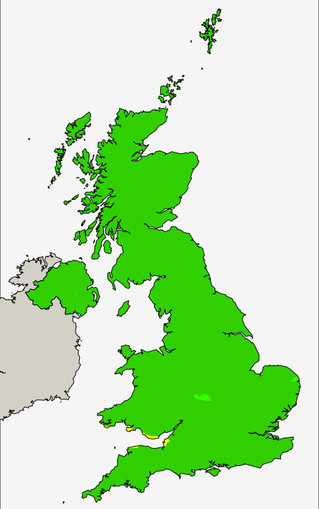 UK pollution forecast map for Monday (30th May 2022)