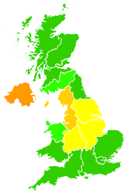 Click on a region for air pollution levels for 01/01/2009