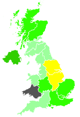 Click on a region for air pollution levels for 01/02/1991
