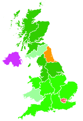 Click on a region for air pollution levels for 01/02/1993
