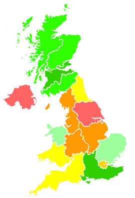 Click on a region for air pollution levels for 01/02/1996