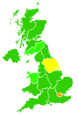 Click on a region for air pollution levels for 01/02/1997