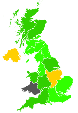 Click on a region for air pollution levels for 01/03/1991