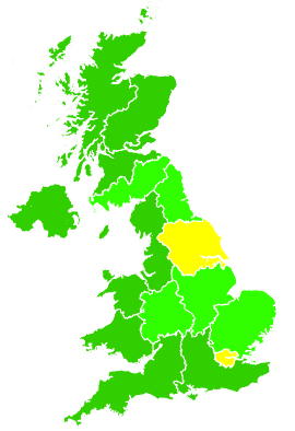Click on a region for air pollution levels for 01/03/1994