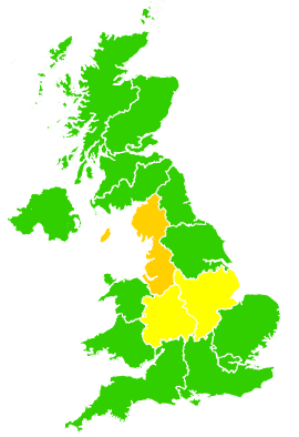 Click on a region for air pollution levels for 01/03/1996