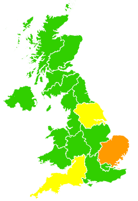 Click on a region for air pollution levels for 01/03/2018