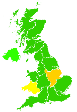 Click on a region for air pollution levels for 01/03/2019