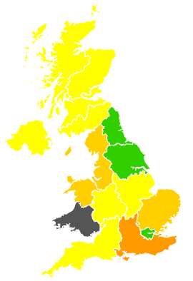 Click on a region for air pollution levels for 01/04/1990