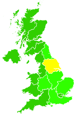 Click on a region for air pollution levels for 01/04/1995