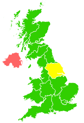 Click on a region for air pollution levels for 01/04/1996