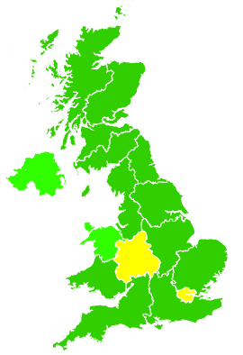Click on a region for air pollution levels for 01/04/1998