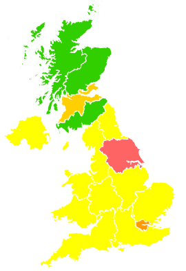 Click on a region for air pollution levels for 01/04/1999