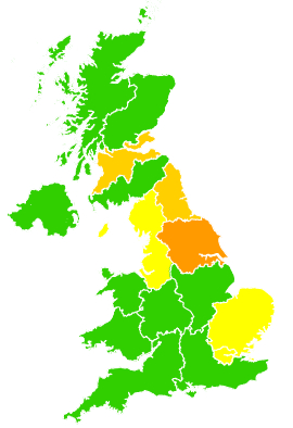 Click on a region for air pollution levels for 01/04/2005