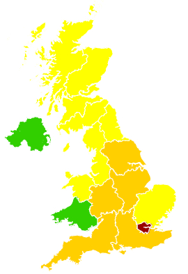 Click on a region for air pollution levels for 01/05/1995