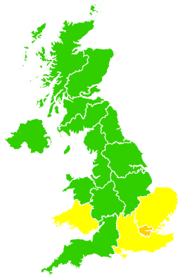 Click on a region for air pollution levels for 01/05/1996