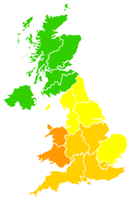 Click on a region for air pollution levels for 01/05/1997