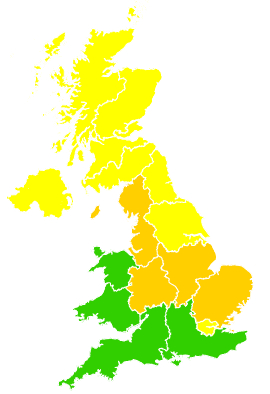 Click on a region for air pollution levels for 01/05/2004