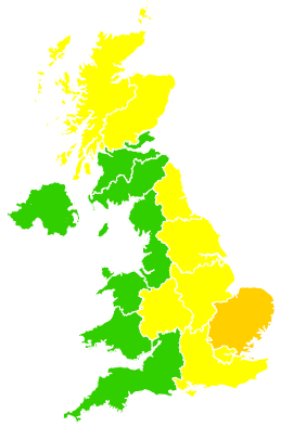 Click on a region for air pollution levels for 01/05/2009