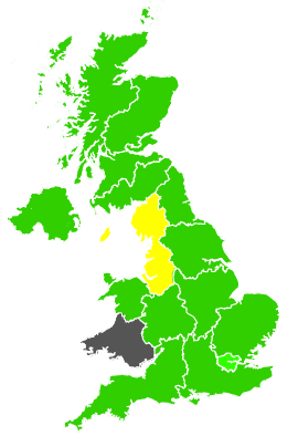 Click on a region for air pollution levels for 01/06/1991