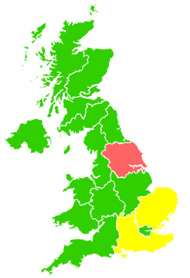 Click on a region for air pollution levels for 01/06/1993