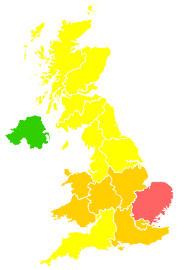Click on a region for air pollution levels for 01/06/1994