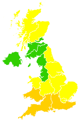 Click on a region for air pollution levels for 01/06/1999