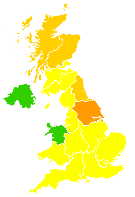 Click on a region for air pollution levels for 01/06/2003