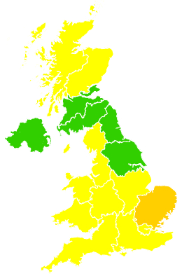 Click on a region for air pollution levels for 01/06/2007