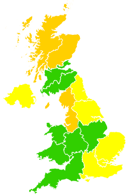 Click on a region for air pollution levels for 01/06/2018