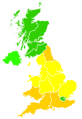 Click on a region for air pollution levels for 01/07/1993