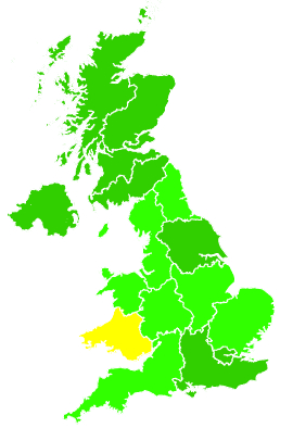 Click on a region for air pollution levels for 01/07/1999