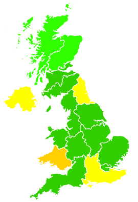 Click on a region for air pollution levels for 01/07/2000