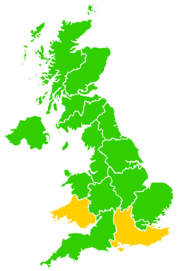 Click on a region for air pollution levels for 01/07/2004