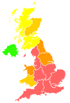 Click on a region for air pollution levels for 01/07/2006