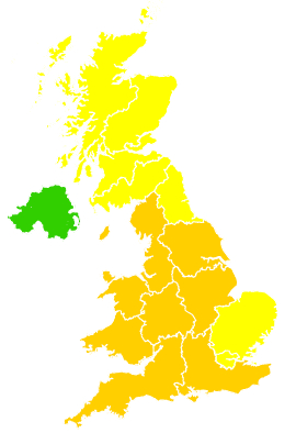 Click on a region for air pollution levels for 01/07/2009