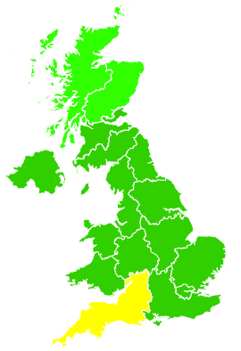 Click on a region for air pollution levels for 01/07/2014