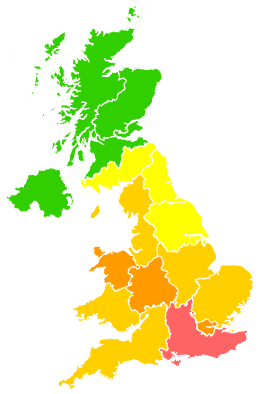 Click on a region for air pollution levels for 01/07/2018