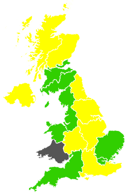 Click on a region for air pollution levels for 01/08/1991