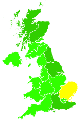 Click on a region for air pollution levels for 01/08/1993