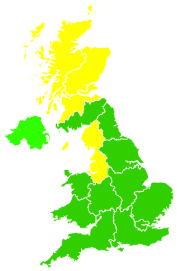 Click on a region for air pollution levels for 01/08/1994