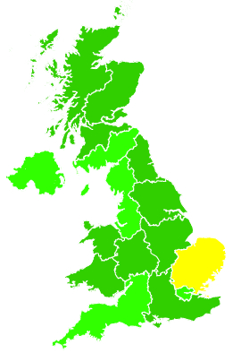 Click on a region for air pollution levels for 01/08/2009