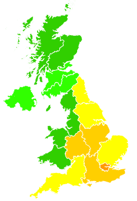 Click on a region for air pollution levels for 01/08/2011