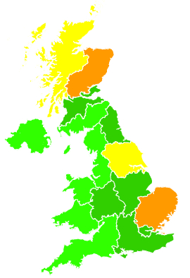 Click on a region for air pollution levels for 01/08/2020