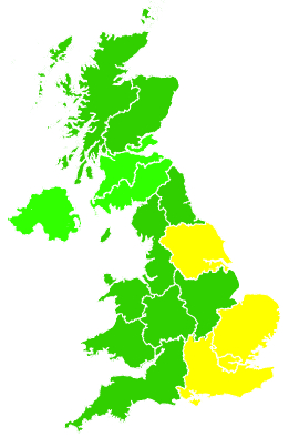 Click on a region for air pollution levels for 01/09/1999