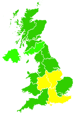 Click on a region for air pollution levels for 01/09/2002
