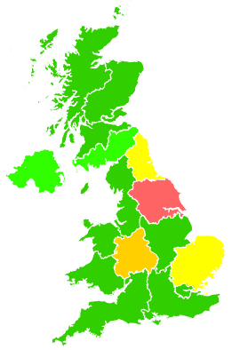 Click on a region for air pollution levels for 01/10/2003