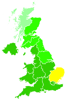 Click on a region for air pollution levels for 01/10/2004