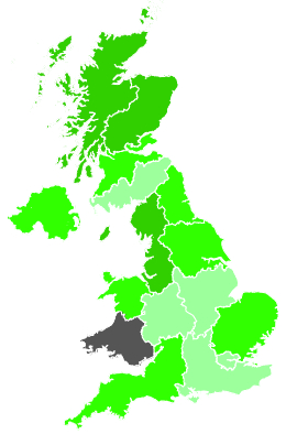 Click on a region for air pollution levels for 01/11/1987