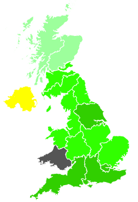 Click on a region for air pollution levels for 01/11/1990